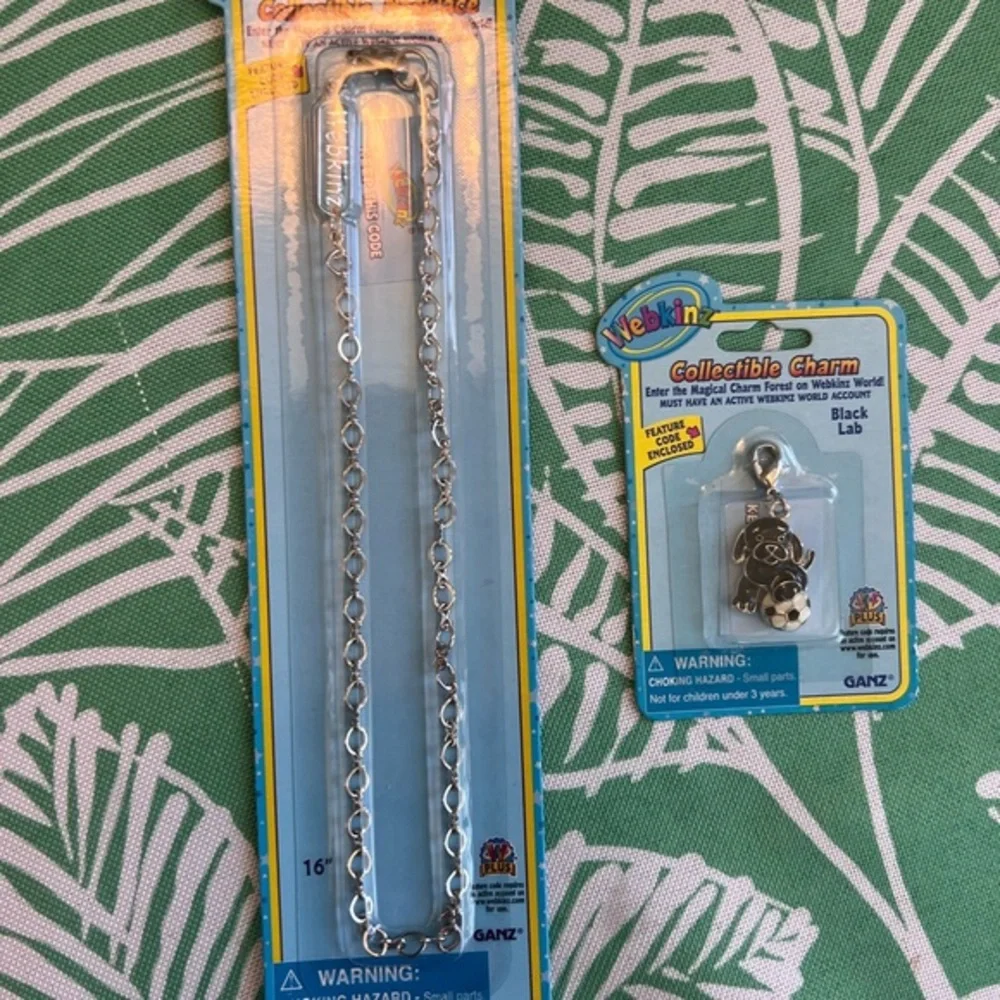 WEBKINZ Black Lab Dog CHARM With Webkinz Necklace Set - NEW W/ SEALED CODE